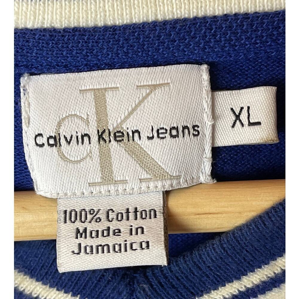 Calvin Klein Jeans Men's Blue V-Neck Short Sleeve Shirt Size XL - Picture 4 of 5